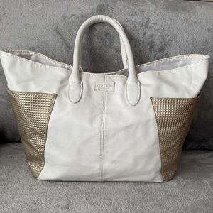 Jimmy Choo Large White & Gold Tote Bag